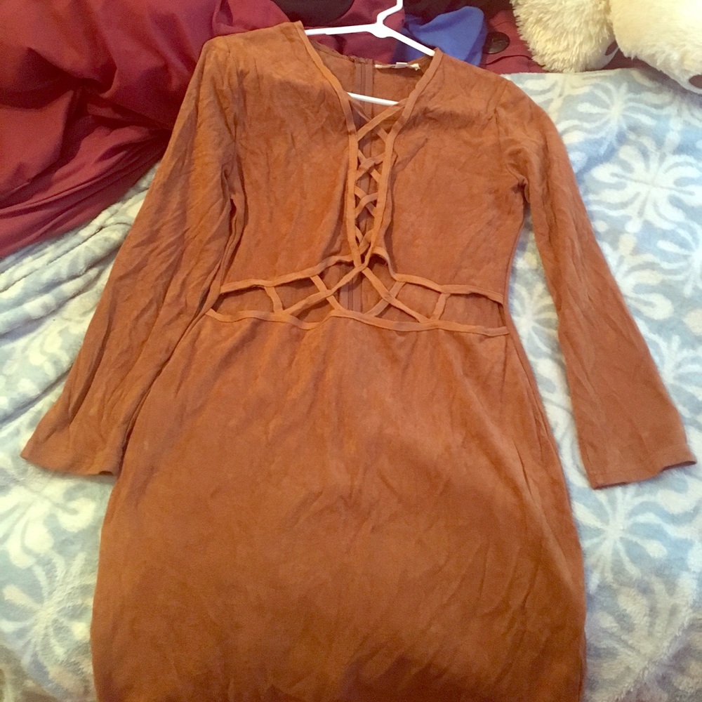 SOLD Tan cut out dress